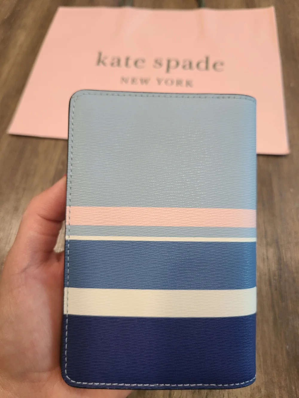 kate spade Hot Air Balloon Passport Wallet - Pink & Blue Stripe
